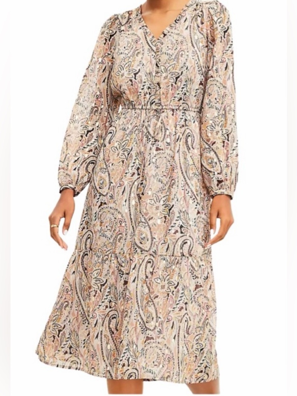 Loft Shimmer Paisley Midi Dress